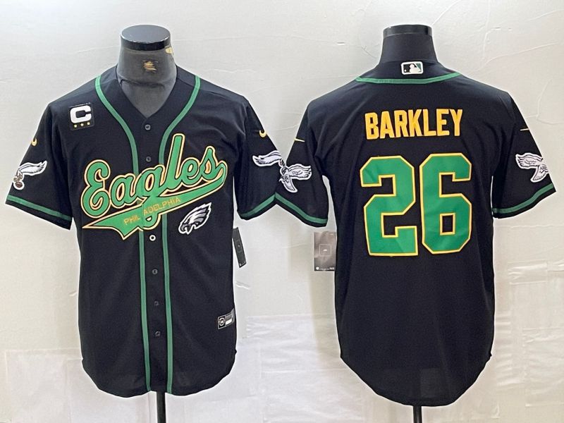 Men Philadelphia Eagles #26 Barkley Black 2024 Nike Co branded NFL Jersey style 8